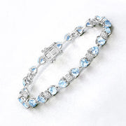 Bids.com 11.10 Carat Genuine Blue Topaz and White Diamond .925 Sterling Silver Bracelet Bracelets