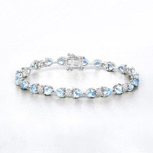 Bids.com 11.10 Carat Genuine Blue Topaz and White Diamond .925 Sterling Silver Bracelet Bracelets