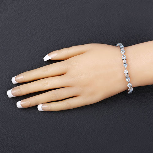 Bids.com 11.10 Carat Genuine Blue Topaz and White Diamond .925 Sterling Silver Bracelet Bracelets