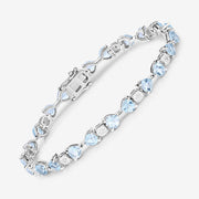 Bids.com 11.10 Carat Genuine Blue Topaz and White Diamond .925 Sterling Silver Bracelet Bracelets