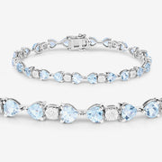 Bids.com 11.10 Carat Genuine Blue Topaz and White Diamond .925 Sterling Silver Bracelet Bracelets