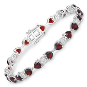 Bids.com 11.10 Carat Genuine Garnet and White Diamond .925 Sterling Silver Bracelet Bracelets