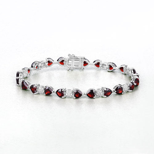 Bids.com 11.10 Carat Genuine Garnet and White Diamond .925 Sterling Silver Bracelet Bracelets