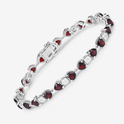 Bids.com 11.10 Carat Genuine Garnet and White Diamond .925 Sterling Silver Bracelet Bracelets