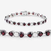 Bids.com 11.10 Carat Genuine Garnet and White Diamond .925 Sterling Silver Bracelet Bracelets