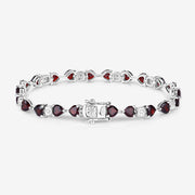 Bids.com 11.10 Carat Genuine Garnet and White Diamond .925 Sterling Silver Bracelet Bracelets