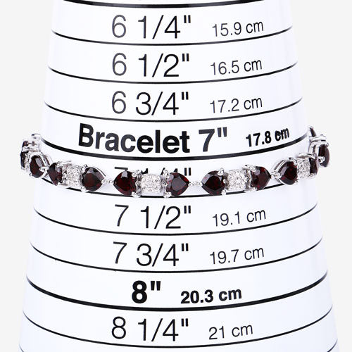 Bids.com 11.10 Carat Genuine Garnet and White Diamond .925 Sterling Silver Bracelet Bracelets
