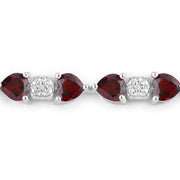 Bids.com 11.10 Carat Genuine Garnet and White Diamond .925 Sterling Silver Bracelet Bracelets