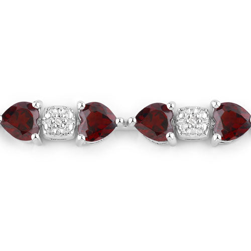 Bids.com 11.10 Carat Genuine Garnet and White Diamond .925 Sterling Silver Bracelet Bracelets