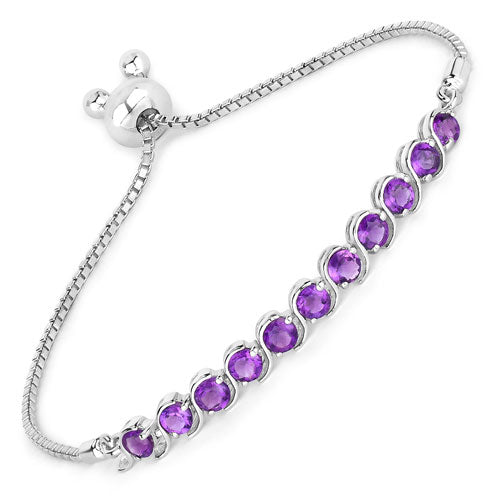 Bids.com 2.64 Carat Genuine Amethyst .925 Sterling Silver Bracelet Bracelets