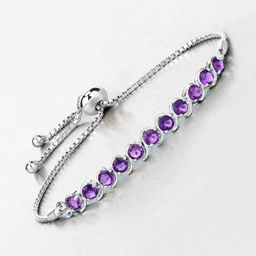 Bids.com 2.64 Carat Genuine Amethyst .925 Sterling Silver Bracelet Bracelets