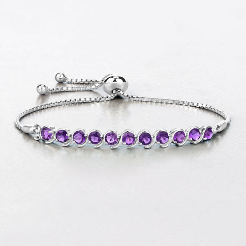 Bids.com 2.64 Carat Genuine Amethyst .925 Sterling Silver Bracelet Bracelets
