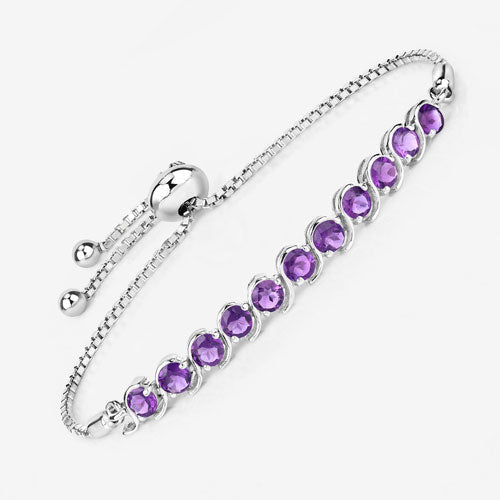 Bids.com 2.64 Carat Genuine Amethyst .925 Sterling Silver Bracelet Bracelets