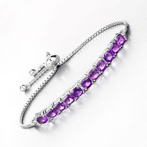 Bids.com 6.05 Carat Genuine Amethyst .925 Sterling Silver Bracelet Bracelets