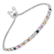 Bids.com 0.88 Carat Genuine Multi Sapphire .925 Sterling Silver Bracelet Bracelets