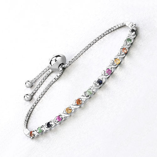 Bids.com 0.88 Carat Genuine Multi Sapphire .925 Sterling Silver Bracelet Bracelets