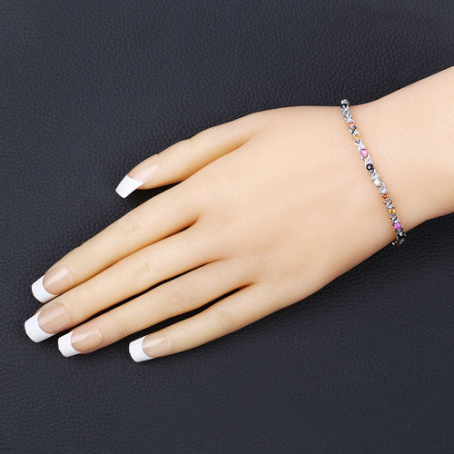 Bids.com 0.88 Carat Genuine Multi Sapphire .925 Sterling Silver Bracelet Bracelets