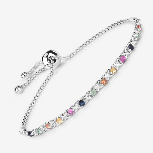 Bids.com 0.88 Carat Genuine Multi Sapphire .925 Sterling Silver Bracelet Bracelets