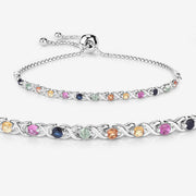 Bids.com 0.88 Carat Genuine Multi Sapphire .925 Sterling Silver Bracelet Bracelets
