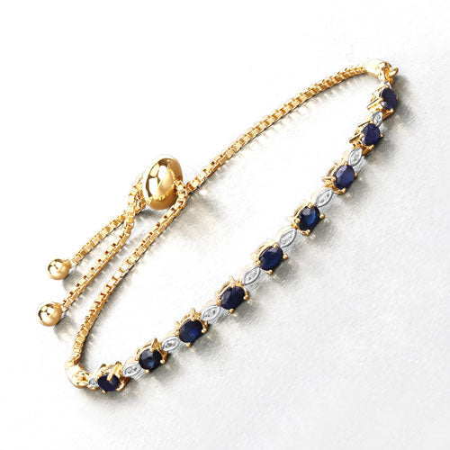 Bids.com 1.83 Carat Genuine Blue Sapphire and White Diamond .925 Sterling Silver Bracelet Bracelets
