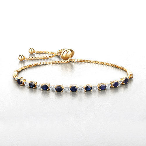 Bids.com 1.83 Carat Genuine Blue Sapphire and White Diamond .925 Sterling Silver Bracelet Bracelets