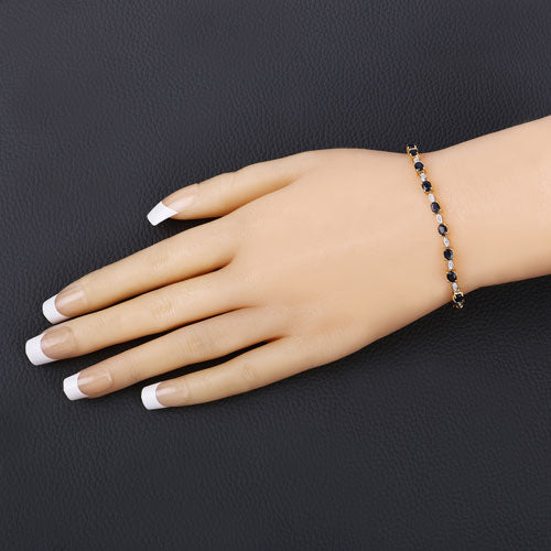 Bids.com 1.83 Carat Genuine Blue Sapphire and White Diamond .925 Sterling Silver Bracelet Bracelets