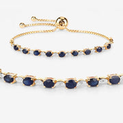 Bids.com 1.83 Carat Genuine Blue Sapphire and White Diamond .925 Sterling Silver Bracelet Bracelets