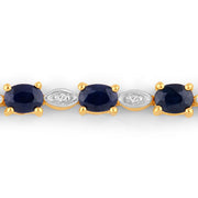 Bids.com 1.83 Carat Genuine Blue Sapphire and White Diamond .925 Sterling Silver Bracelet Bracelets