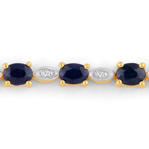 Bids.com 1.83 Carat Genuine Blue Sapphire and White Diamond .925 Sterling Silver Bracelet Bracelets