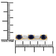 Bids.com 1.83 Carat Genuine Blue Sapphire and White Diamond .925 Sterling Silver Bracelet Bracelets