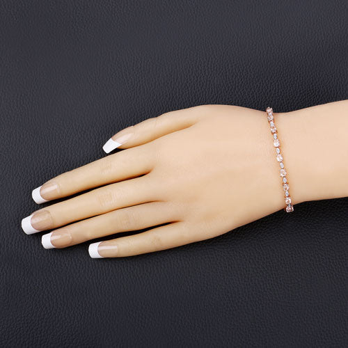 Bids.com 1.38 Carat Genuine Morganite and White Diamond .925 Sterling Silver Bracelet Bracelets