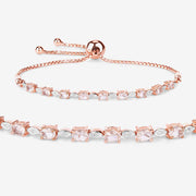 Bids.com 1.38 Carat Genuine Morganite and White Diamond .925 Sterling Silver Bracelet Bracelets