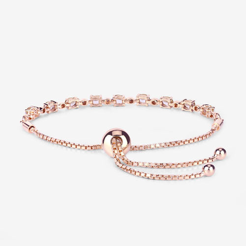 Bids.com 1.38 Carat Genuine Morganite and White Diamond .925 Sterling Silver Bracelet Bracelets
