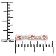 Bids.com 1.38 Carat Genuine Morganite and White Diamond .925 Sterling Silver Bracelet Bracelets