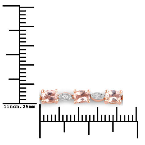 Bids.com 1.38 Carat Genuine Morganite and White Diamond .925 Sterling Silver Bracelet Bracelets