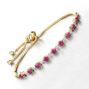 Bids.com 2.01 Carat Genuine Ruby and White Diamond .925 Sterling Silver Bracelet Bracelets