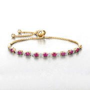 Bids.com 2.01 Carat Genuine Ruby and White Diamond .925 Sterling Silver Bracelet Bracelets