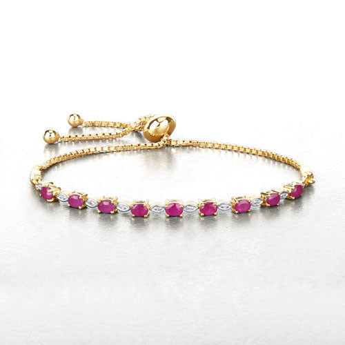 Bids.com 2.01 Carat Genuine Ruby and White Diamond .925 Sterling Silver Bracelet Bracelets