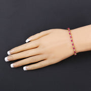Bids.com 2.01 Carat Genuine Ruby and White Diamond .925 Sterling Silver Bracelet Bracelets