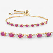 Bids.com 2.01 Carat Genuine Ruby and White Diamond .925 Sterling Silver Bracelet Bracelets