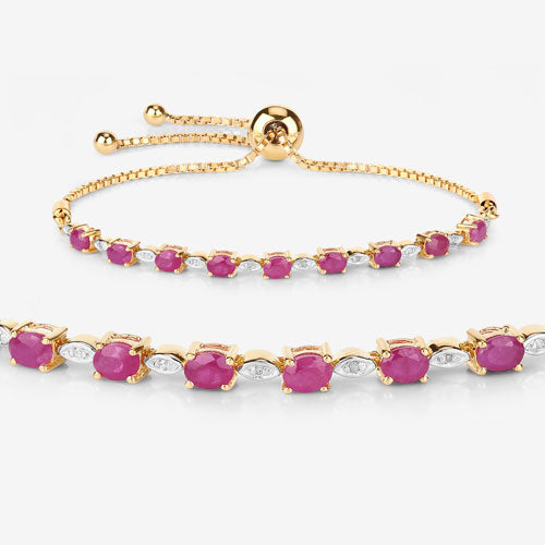 Bids.com 2.01 Carat Genuine Ruby and White Diamond .925 Sterling Silver Bracelet Bracelets