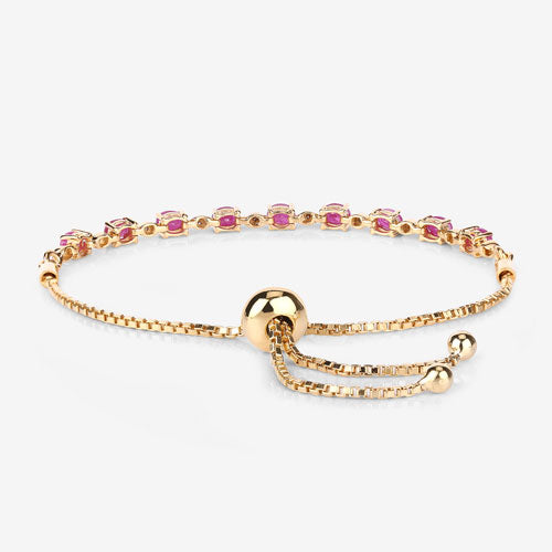 Bids.com 2.01 Carat Genuine Ruby and White Diamond .925 Sterling Silver Bracelet Bracelets