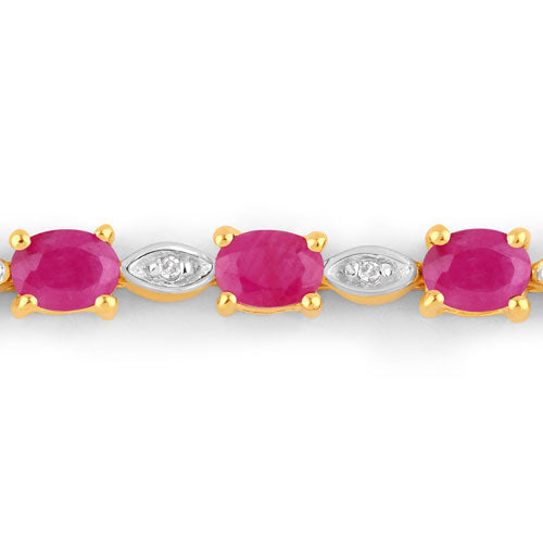 Bids.com 2.01 Carat Genuine Ruby and White Diamond .925 Sterling Silver Bracelet Bracelets