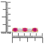 Bids.com 2.01 Carat Genuine Ruby and White Diamond .925 Sterling Silver Bracelet Bracelets