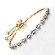 Bids.com 1.56 Carat Genuine Tanzanite and White Diamond .925 Sterling Silver Bracelet Bracelets