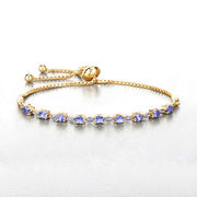 Bids.com 1.56 Carat Genuine Tanzanite and White Diamond .925 Sterling Silver Bracelet Bracelets