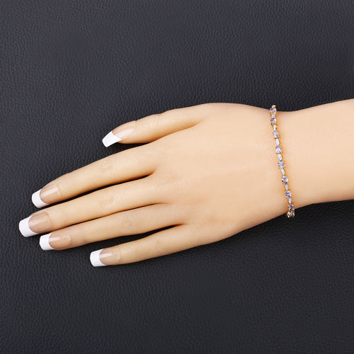 Bids.com 1.56 Carat Genuine Tanzanite and White Diamond .925 Sterling Silver Bracelet Bracelets