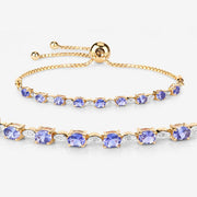 Bids.com 1.56 Carat Genuine Tanzanite and White Diamond .925 Sterling Silver Bracelet Bracelets