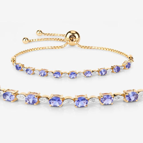 Bids.com 1.56 Carat Genuine Tanzanite and White Diamond .925 Sterling Silver Bracelet Bracelets