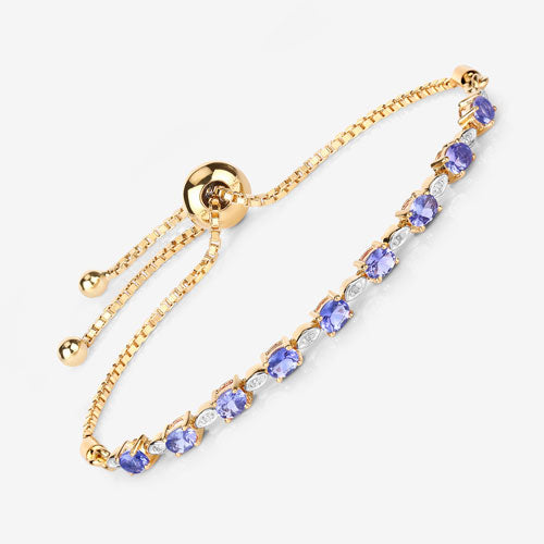 Bids.com 1.56 Carat Genuine Tanzanite and White Diamond .925 Sterling Silver Bracelet Bracelets